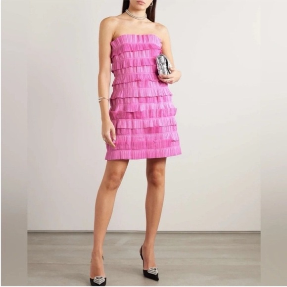 Aje Palladium Ruffle Strapless Mini Dress Pink NWT - Picture 3 of 10